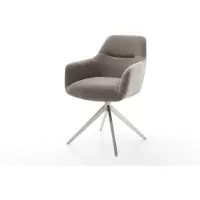 DELIFE Chaise-pivotante Pejo-Flex tissu structuré doux taupe pied croisé large acier inoxydable pivotement sur 360° fonction bascule ressorts ensachés
