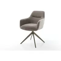 DELIFE Chaise-pivotante Pejo-Flex tissu structuré doux taupe pied croisé large aspect titane pivotement sur 360° fonction bascule ressorts ensachés