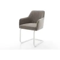 DELIFE Cantilever Greg-Flex tissu structuré doux taupe pied cantilever plat blanc ressorts ensachés