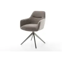 DELIFE Chaise-pivotante Pejo-Flex tissu structuré doux taupe pied croisé large grafiete pivotement sur 360° fonction bascule ressorts ensachés