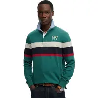 Superdry Homme Polo de Rugby à Bande Poitrine Vintage Green Taille: XL