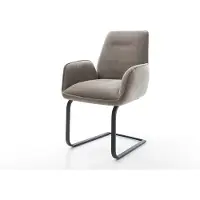 DELIFE Cantilever Zoa-Flex tissu structuré doux taupe pied cantilever plat noir ressorts ensachés