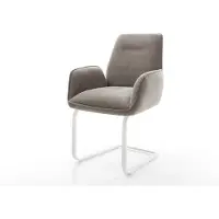 DELIFE Cantilever Zoa-Flex tissu structuré doux taupe pied cantilever plat blanc ressorts ensachés