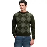 Superdry Homme Pull Argyle Coupe Décontractée Green Taille: M