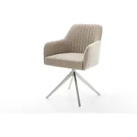 DELIFE Chaise-pivotante Greg-Flex bouclé boue pied croisé large acier inoxydable pivotement sur 360° fonction bascule ressorts ensachés