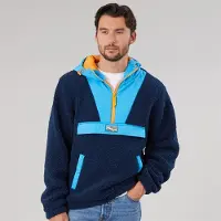 Lagooners Polaire à capuche Hugo Borg zippée 1/4 hommes - Bleu/Navy/Orange