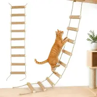 Merkloos Escaladeur pour chats de 100 cm, 3-en-1 : pont d'escalade en sisal et hamac, à fixer au mur, pour chats