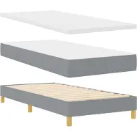 vidaXL Lit boxspring avec tête de lit, gris clair, 200 x 90 cm, tissu