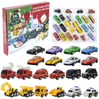 Gistuch Calendrier de l'Avent de Noël, 24 jours, compte à rebours, jouets, voitures, véhicules, à tirer, pour enfants, cadeaux pour fêtes, cadeau