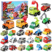 Merkloos Calendrier de l'Avent avec 24 petites voitures de collection en dessin animé, de couleurs variées, pour les enfants à partir de 3 ans