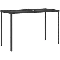 vidaXL Table de jardin avec plateau en verre noir 115x54x74 cm Poly rotin