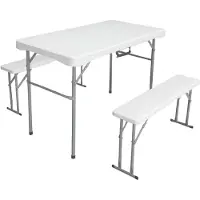 Merkloos Table pliante avec 2 bancs, pliable, dimensions 113x62x71 cm, idéale pour le jardin et le camping