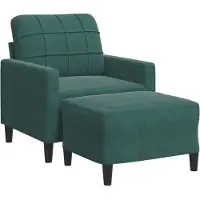 vidaXL Fauteuil avec pouf vert foncé 60 cm velours