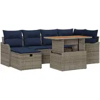 vidaXL Ensemble de canapé de jardin , 7 pièces, gris, en résine tressée