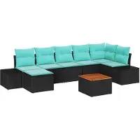vidaXL Ensemble de canapés de jardin , 8 pièces, noir, en résine tressée