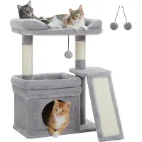 Merkloos Arbre à gratter pour chats, avec colonne en sisal, cachette privée, large plateforme de repos, modèle compact, adapté aux grands chats