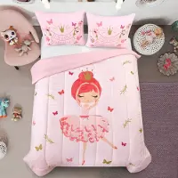 Merkloos Couverture pour lit bébé, motif ballerine, adaptée à toutes les saisons, 135x100 cm, lavable, en microfibre