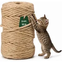 Merkloos Corde en sisal pour arbres à chats, diamètre de 8 mm, longueur de 50 mètres, naturelle, pour chats