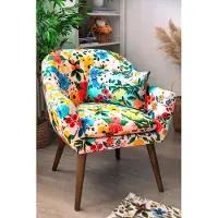 Excelsa Fiori Frida fauteuil polyester et bois 70.5x65x83 cm multicolore