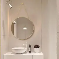 Merkloos Miroir mural de 30 x 30 cm, avec cadre en laiton, pour salle de bain