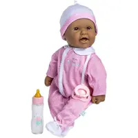 JC Toys Poupée pour bébé espagnole de , 40 cm, corps doux et lavable, biberon magique