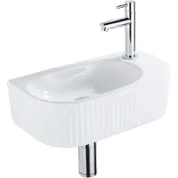 Qeramiq Blend pack lave-mains – demi-rond – 40 x 21,5 x 12 cm – céramique blanc brillant – robinet chromé SW1522208/SW696209/SW696219/SW696234