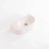Qeramiq Blend Lavabo pour WC - 40x22x12cm - nervure - demi-rond - sans trou de robinet - ceramique - lin SW1449882