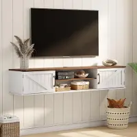 Merkloos Support mural flottant pour télévision, 160 cm, pour téléviseurs jusqu'à 80 pouces, aspect bois blanc