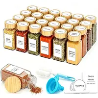 Sonstiges 24 pots d'épices carrés de 120 ml avec couvercles et 340 étiquettes, en bambou