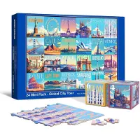 Sonstiges Calendrier quotidien avec 24 mini-puzzles représentant des villes du monde. Puzzle de 1000 pièces : "Global City Tour 2026". Calendrier de l'Avent