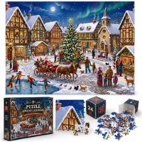 Sonstiges Calendrier de l'Avent en puzzle 2026 : Village de Noël, 1008 pièces