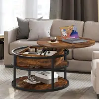 Merkloos Table basse pliante avec espace de rangement dissimulé, dimensions 80x80 cm