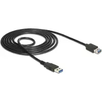 DeLOCK Câble USB 3.0 - - Rallonge 3 m - Noir - Type A (M) vers Type A (F) - Extension USB