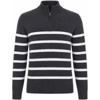 Brave Soul Pull tricoté Heathric à fermeture éclair 1/4 hommes - Charcoal Marl/Ecru