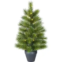 Black Box Trees Glendon Artificial Christmas Tree in Pot with 30 LED Lights - H90 x Ø51cm - Green