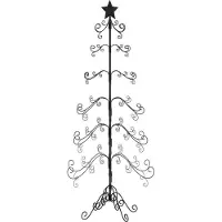 Syfax Sapin de Noël en métal pour décorations Noir 180 cm