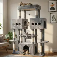 Merkloos Arrière-train stable, 146 cm de hauteur, avec 3 plateformes, 2 paniers pour chats, idéal pour un intérieur