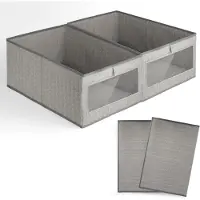 Merkloos Boîtes de rangement en tissu, pliables, dimensions 44 x 30,5 x 20 cm, lot de 2, avec fenêtre transparente, idéales pour les placards