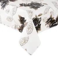 Merkloos Nappe ronde, lavable, diamètre 160 cm, avec motif floral, pour l'intérieur et l'extérieur (jardin et cuisine)