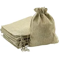 Merkloos Sacs en lin avec cordon, 15 pièces, 17 x 23 cm, couleur marron, pour calendriers de l'Avent