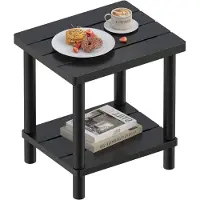 Merkloos Table d'appoint en bambou, 2 niveaux, compacte, idéale pour la terrasse et le jardin