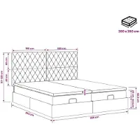 vidaXL Coffre de lit avec matelas et éclairage LED, vert foncé, 200 x 200 cm, revêtement en velours