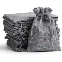 Merkloos Sac en jute, gris clair, 10 x 14 cm, lot de 24, pour calendriers de l'Avent