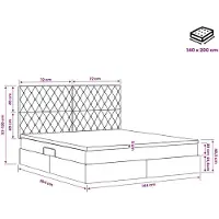 vidaXL Lit de rangement avec matelas gris foncé 140 x 200 cm velours
