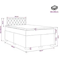 vidaXL Lit à lattes avec matelas et éclairage LED, gris clair, 120 x 190 cm, revêtement en velours