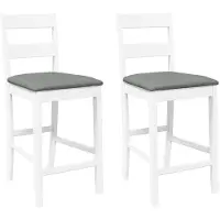 vidaXL Tabouret de bar avec coussin 2 pcs. Blanc Bois massif Hévéa