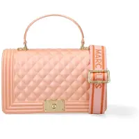 Marc Ellis Sac à main en simili cuir vegan, couleur corail, avec surpiqûres et anse signée