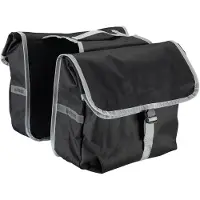 Wiltec Sacoches de vélo , lot de 2, style rétro, 18 litres, noires, pour porte-bagages, dimensions 33 × 10 × 28 cm, sacoches de vélo double imperméables avec éléments réfléchissants