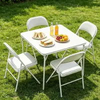 Merkloos Table carrée pliante, dimensions 79 x 79 cm, légère et stable, pour une utilisation intérieure et extérieure