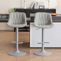 Merkloos Ensemble de 2 tabourets de bar modernes pivotants, couleur grise